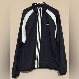 Adidas Jacket Climaproof 3 Stripes Windbreaker Full Zip Pocket Men's Large Black
